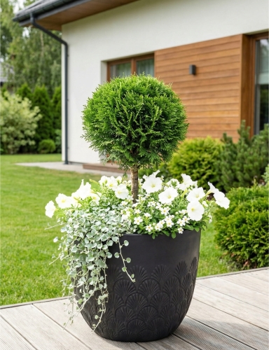 efloor_donica_ogrodowa_melody_35,6x30,5wys_czarny_wzor_wachlarzowy