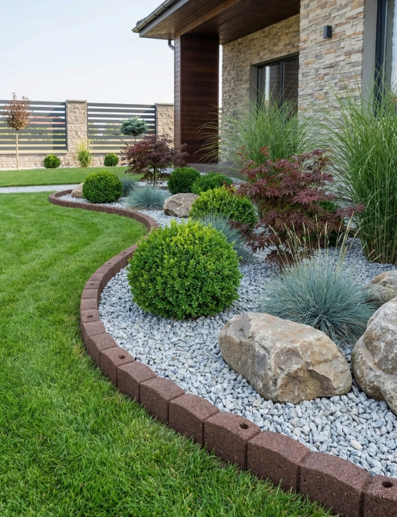 Obrzeże Trawnikowe + 4 szpilki Roman Stone Brązowy