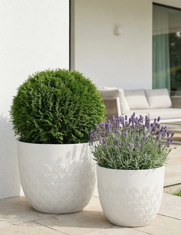 efloor_donica_ogrodowa_melody_35,6x30,5wys_bialy_wzor_wachlarzowy