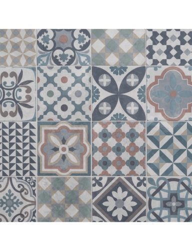 efloor Próbka MultiSense Wykładzina PCV Palermo Płytki Patchwork Wielokolorowy