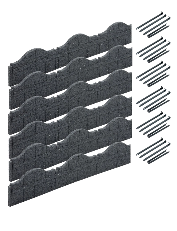 Efloor Obrzeże Trawnikowe Paczka 6szt + szpilki Carolina Szary 118dł.x2,5szer.x15,25wys.