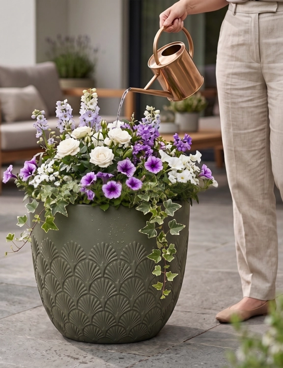 efloor_donica_ogrodowa_melody_40,6x35,6wys_zielony_wzor_wachlarzowy