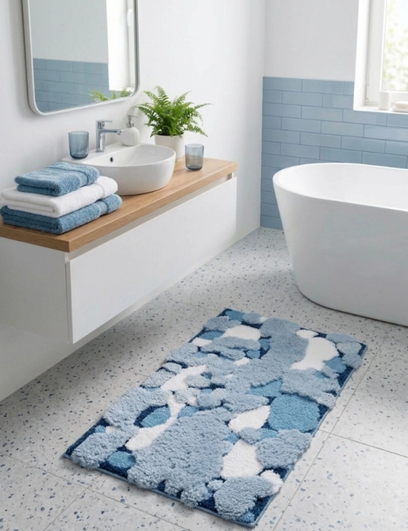 efloor_EF0376_dywanik_lazienkowy_shaggy_gaia_luxe_pluszowy_60x100cm_strukturalny_niebieski