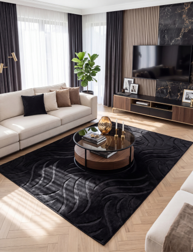 e-floor Dywan Glamour 160x220cm Fala Czarny
