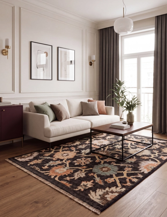 efloor_dywan_royal_wool_60x100cm_kwiaty_czarny
