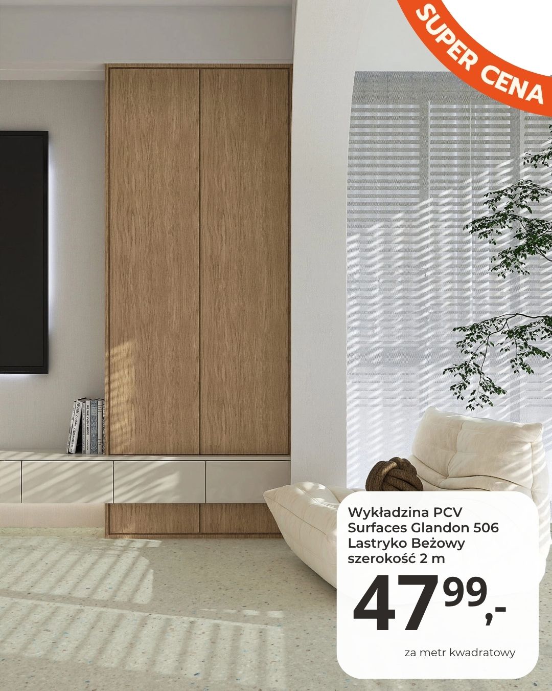 Wykładzina PCV 4m Ultimate Surfaces Glandon 506 Lastryko Beżowy