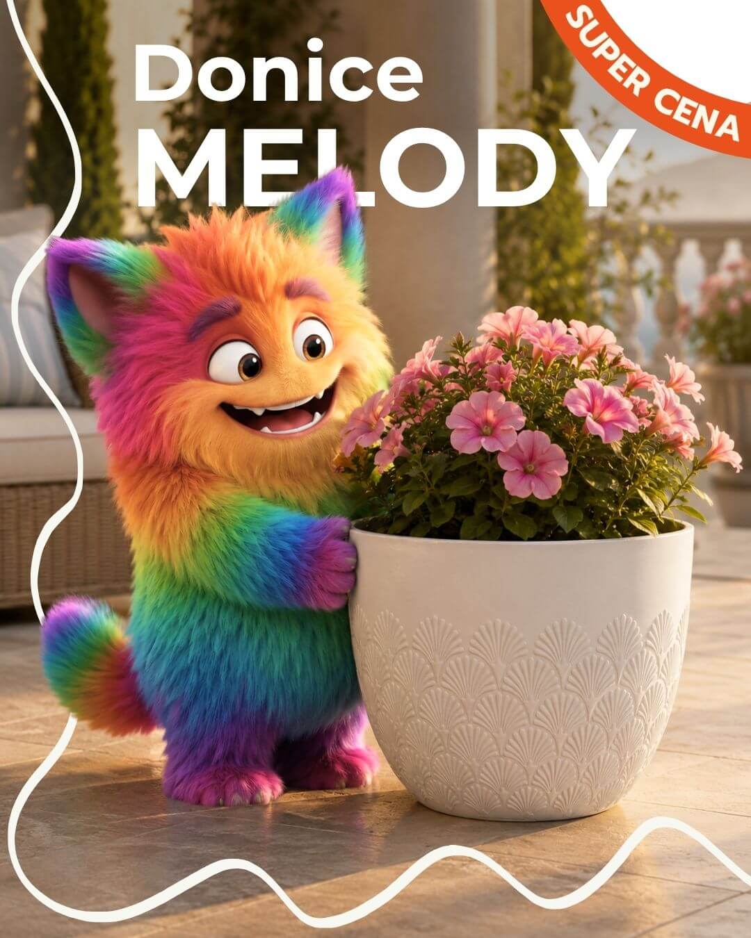 Donica Ogrodowa Melody Ø35,6x30,5wys. Biały Wzór Wachlarzowy